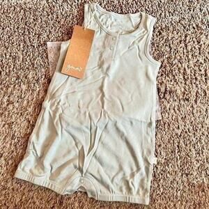 NWT Goumi Kids Swell Baby Romper SZ 12-18 mo Blue Bamboo Organic Cotton Shortie